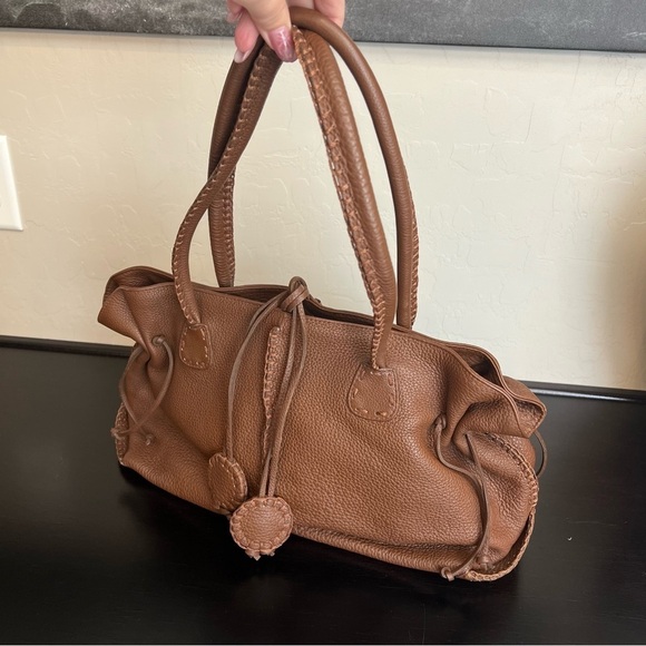 Carlos Falchi handmade Brown soft pebbled leather bag 9”x16” - Picture 6 of 16
